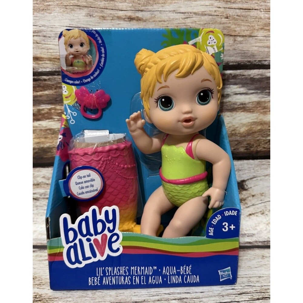 Baby Alive Lil' Splashes Mermaid Baby - Water Play 25cm Doll Brand New